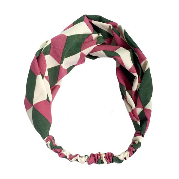 Green Pink Contrast Color Nylon Head Wrap Headband