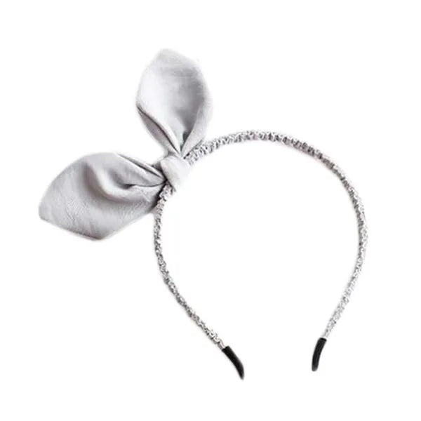Grey Cute Rabbit Ears Thin Headband Sweet Bowknot
