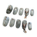 Grey Marble Beads False Fingernails Artificial Nails