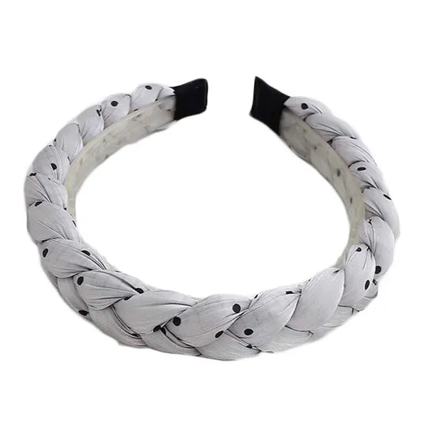 Grey Sponge Twist Braid Hair Band Dots Braided Headband