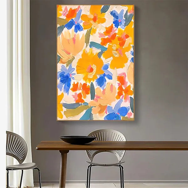 Handmade Oil Painting Canvas Wall Art Decor Original Orange Flower Painting Abstract Floral Painting Living Room Hallway Bedroom Luxurious Decorative Painting