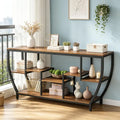 Industrial Console Table 70.9 Inch Entryway Sofa Table with Shelves for Hallway Living Room Rustic Metal Wood Sofa Table