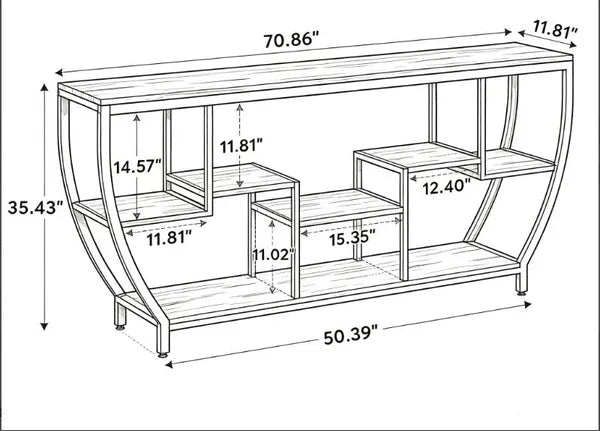 Industrial Console Table 70.9 Inch Entryway Sofa Table with Shelves for Hallway Living Room Rustic Metal Wood Sofa Table