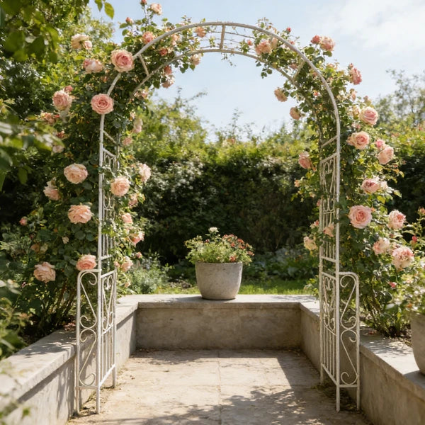 Metal Garden Arch W55'' x H94.5'' Garden Arbor Trellis Climbing Plants Support Rose Arch Outdoor Arch