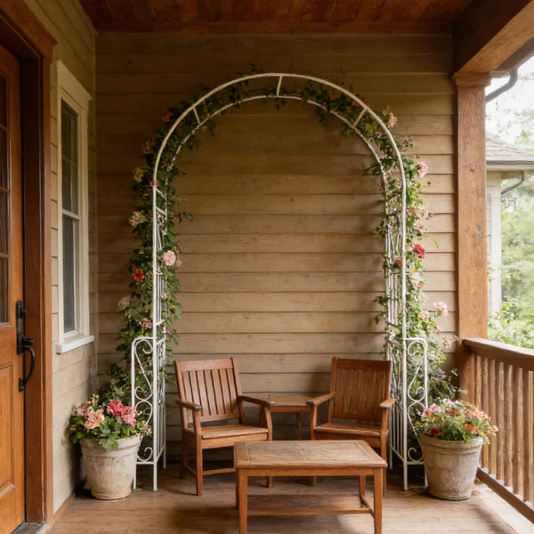 Metal Garden Arch W55'' x H94.5'' Garden Arbor Trellis Climbing Plants Support Rose Arch Outdoor Arch