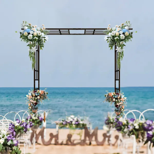 Metal Garden Arch with Adjustable Width W42.52''~W78.15'' Climbing Plants Support Rose Arch Outdoor Black