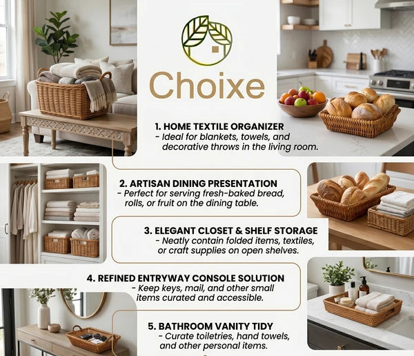 Multi-Functional Willow Baskets Set of 5 - Natural Nesting Storage Organizers for Home, Kitchen, Living Room and Bathroom, Elegant Handwoven Display Decor