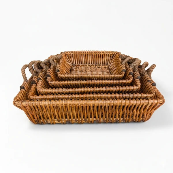 Multi-Functional Willow Baskets Set of 5 - Natural Nesting Storage Organizers for Home, Kitchen, Living Room and Bathroom, Elegant Handwoven Display Decor