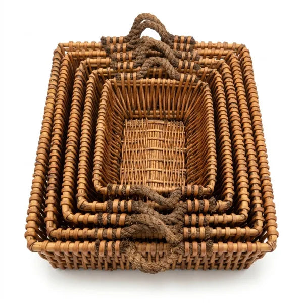 Multi-Functional Willow Baskets Set of 5 - Natural Nesting Storage Organizers for Home, Kitchen, Living Room and Bathroom, Elegant Handwoven Display Decor