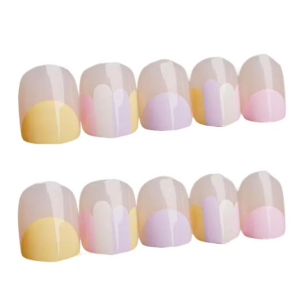 Nail Art Pink Mauve Short Round Artificial False Nail Tips