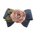 Navy Blue Artificial Rose Flower Cloth Hair Pin Style 1