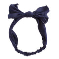Navy Blue Simple Bowknot Stretch Hairband Solid Color