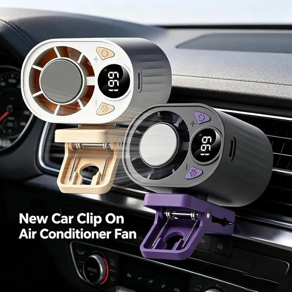 New Upgraded Car Clip on Air Conditioner Fan, Portable Air Conditioners for Cars, Mini Rotatable Fan, USB Rechargeable, 199 Speed Silent Mini Bladeless Fans, Car Clip on Air Conditioner