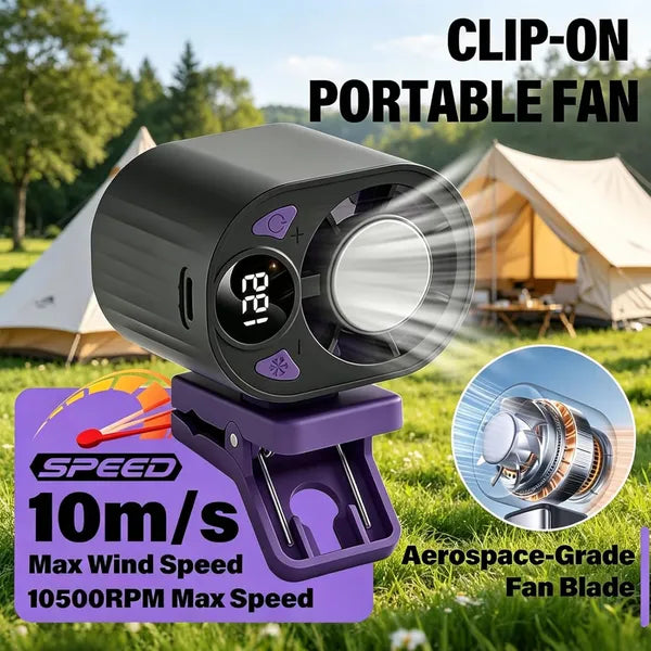 New Upgraded Car Clip on Air Conditioner Fan, Portable Air Conditioners for Cars, Mini Rotatable Fan, USB Rechargeable, 199 Speed Silent Mini Bladeless Fans, Car Clip on Air Conditioner