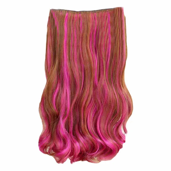 One-piece Two Tone Clip-on Hairpieces 5 Clips 20in Light Brown 2