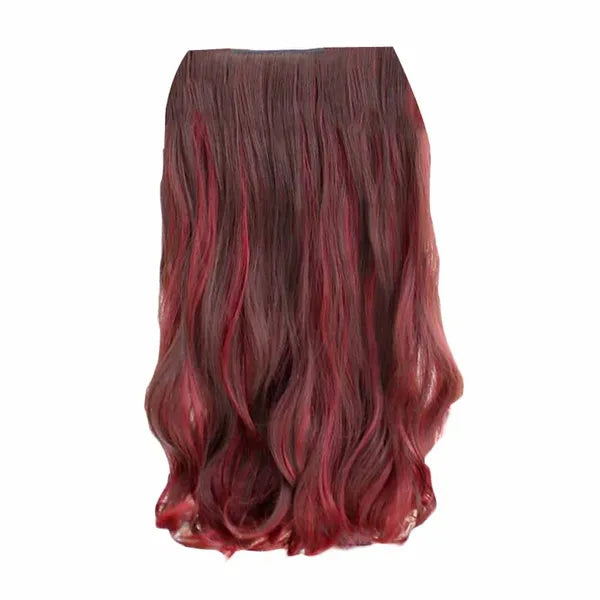 One-piece Two Tone Clip-on Hairpieces 5 Clips Brown Style 1