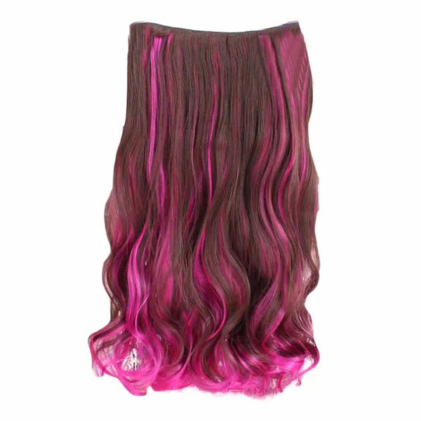 One-piece Two Tone Clip-on Hairpieces 5 Clips Brown Style 3