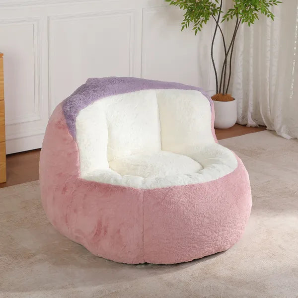 Oversized Bean Bag Chairs,Multicolor Faux Fur Couch Filled with Shredded Sponge,Large Lounger Sofa For Living Room,No Assembly Required .