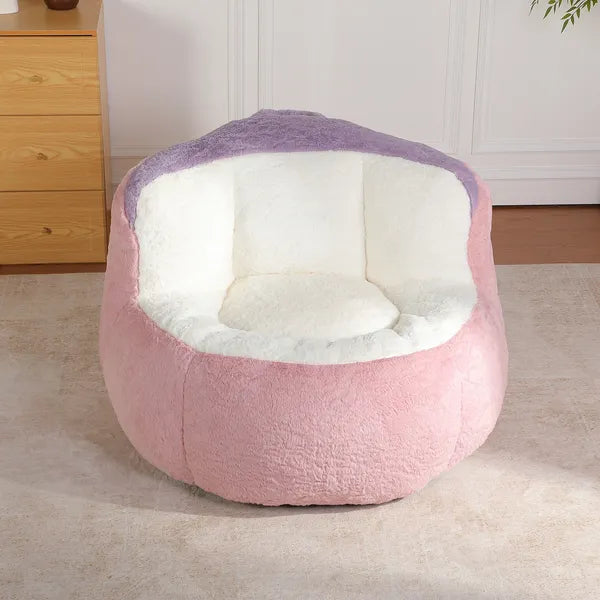 Oversized Bean Bag Chairs,Multicolor Faux Fur Couch Filled with Shredded Sponge,Large Lounger Sofa For Living Room,No Assembly Required .