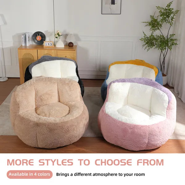 Oversized Bean Bag Chairs,Multicolor Faux Fur Couch Filled with Shredded Sponge,Large Lounger Sofa For Living Room,No Assembly Required .
