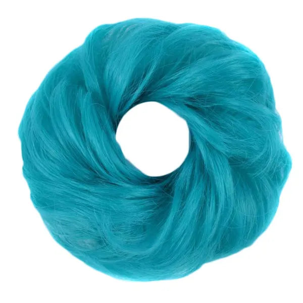 Peacock Green Scrunchy Updo Wavy Hair Bun