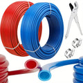 PEX Pipe 1/2 Inch 100ft 2 Rolls PEX Tubing EVOH Pex-B Pipe Non Oxygen Barrier Durable Leakage-Proof Flexible for Residential Water Lines in Homes pex Radiant Heat Tubing(Red+Blue)