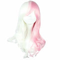 Pink White 50 cm 2 Tone Cosplay Full Wig Long Curly