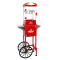 Popcorn Machine with Cart ,Wheels & 10 Oz Kettle Popcorn Maker Measuring 3 plastic spoon Home Theater Popcorn Machine-Red