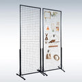 Professional Gridwall Display 2-Pack 24"x67" Double-Sided Retail Grid Wall Panels with Sturdy T-Base & 20 Display Hooks/Clips for Boutique, Craft Fair & Trade Show