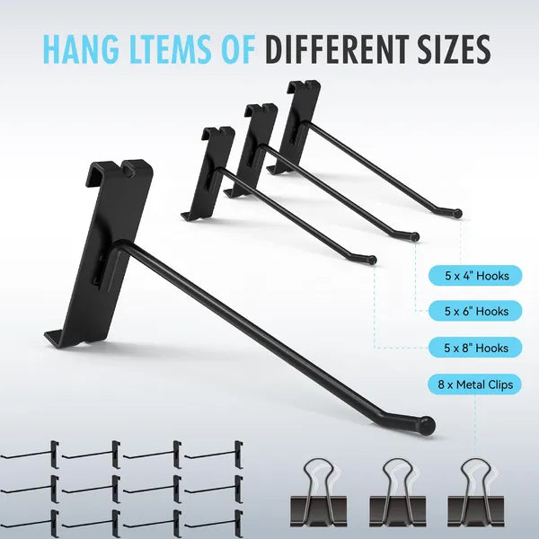 Professional Gridwall Display 2-Pack 24"x67" Double-Sided Retail Grid Wall Panels with Sturdy T-Base & 20 Display Hooks/Clips for Boutique, Craft Fair & Trade Show