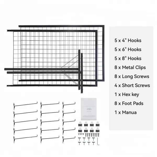 Professional Gridwall Display 2-Pack 24"x67" Double-Sided Retail Grid Wall Panels with Sturdy T-Base & 20 Display Hooks/Clips for Boutique, Craft Fair & Trade Show
