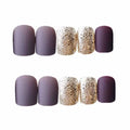 Purple Grey Gold False Fingernails Artificial Nails