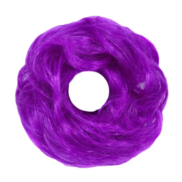 Purple Scrunchy Updo Wavy Hair Bun