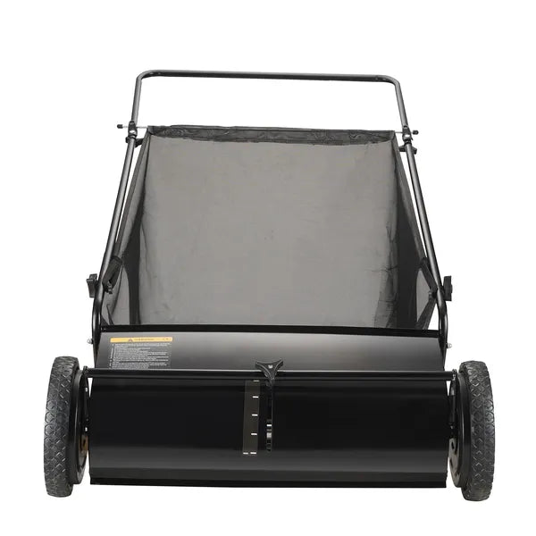 Push Lawn Sweeper, 26-inch Leaf & Grass Collector, Strong Rubber Wheels & Heavy Duty Thickened Steel, Durable to Use with Large Capacity 7 cu. ft. Mesh Collection Hopper Bag, 4 Spinning Brushes