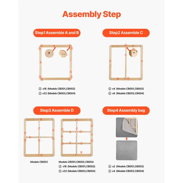 Queen Size Bunkie Board, 1.5 in Bed Board Slats with 200D Oxford Cloth, Wooden Mattress Support for Queen Size Bed, Easy Assembly Support under Mattress, 4 Piece, Gray