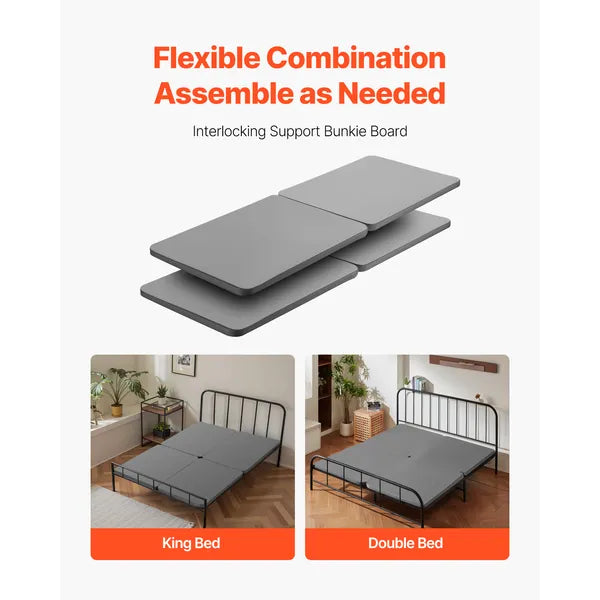 Queen Size Bunkie Board, 1.5 in Bed Board Slats with 200D Oxford Cloth, Wooden Mattress Support for Queen Size Bed, Easy Assembly Support under Mattress, 4 Piece, Gray