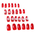Red Flower Beads False Nail Tips Wedding