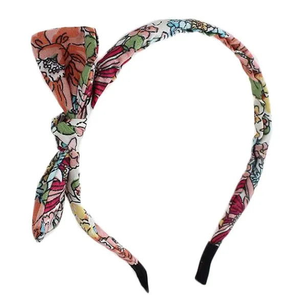 Red Flower Thin Headband Bowknot Skinny Hairband