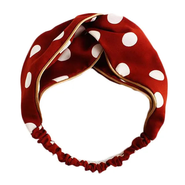 Red Retro Polka Dot Headband Criss Cross Wide Hairband