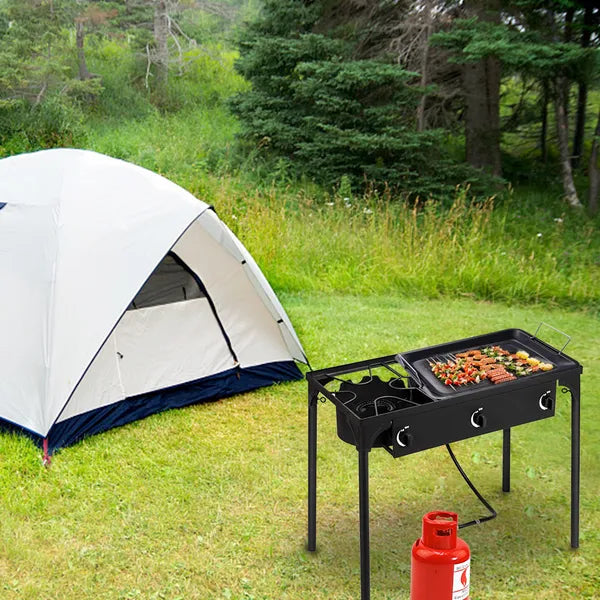 Replace 15455210Outdoor Camp Stove High Pressure Propane Gas Cooker Portable Cast Iron Patio Cooking Burner (Three Burner 225000-BTU)