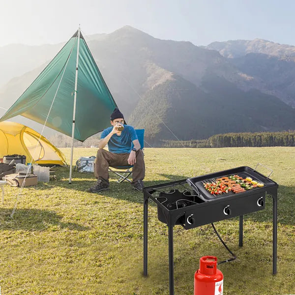 Replace 15455210Outdoor Camp Stove High Pressure Propane Gas Cooker Portable Cast Iron Patio Cooking Burner (Three Burner 225000-BTU)