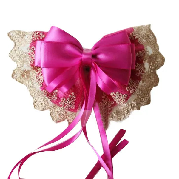 Rose Red Cute Lace Bowknot French Barrette