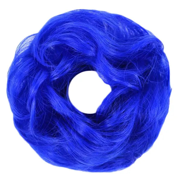 Royal Blue Scrunchy Updo Wavy Hair Bun