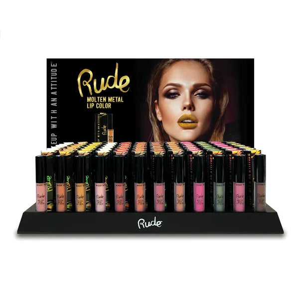 RUDE Molten Metal Lip Color Display Set 144 Pieces