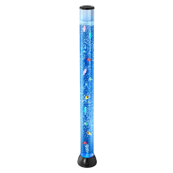 Sensory Bubble Tube Lamp, 4 ft Bubble Fish Tube, Sensory Aquarium Lamp with 10 Floating Fish & 16 Color Effects, Remote Control, Stress Relief Calming Light for Bedroom Living Room Home Decor