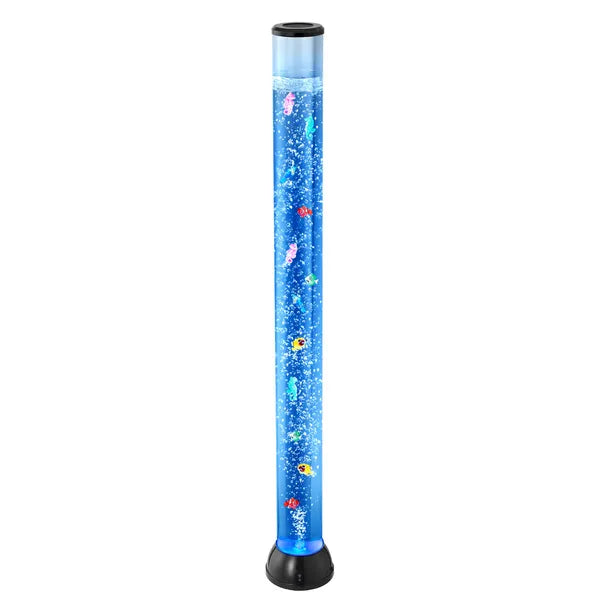 Sensory Bubble Tube Lamp, 4 ft Bubble Fish Tube, Sensory Aquarium Lamp with 10 Floating Fish & 16 Color Effects, Remote Control, Stress Relief Calming Light for Bedroom Living Room Home Decor