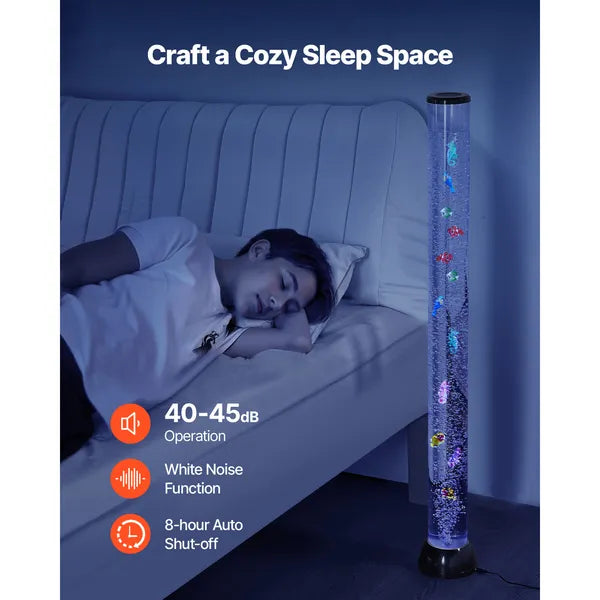 Sensory Bubble Tube Lamp, 4 ft Bubble Fish Tube, Sensory Aquarium Lamp with 10 Floating Fish & 16 Color Effects, Remote Control, Stress Relief Calming Light for Bedroom Living Room Home Decor