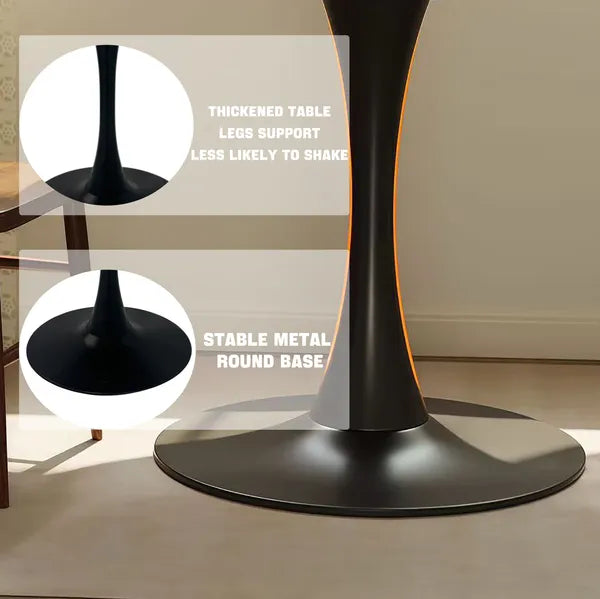 Square Dining Table, 27.6" Tulip Table with Thickened Edge Decor Tabletop & Metal Pedestal, Mid Century Modern Bistro Table for Kitchen, Small Places, Living Room, Cafe ( Natural Color)