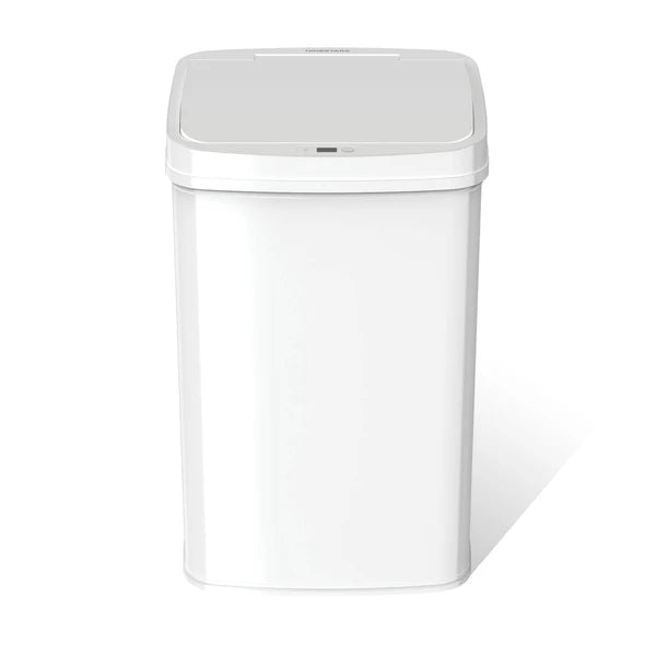 Tall Hands Free Automatic Sensor Trash Can, Stainless Steel & Plastic Touchless Garbage Bin, Large Capacity Sealed Waste Container for Kitchen Bathroom Home Office Indoor Use