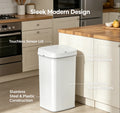 Tall Hands Free Automatic Sensor Trash Can, Stainless Steel & Plastic Touchless Garbage Bin, Large Capacity Sealed Waste Container for Kitchen Bathroom Home Office Indoor Use